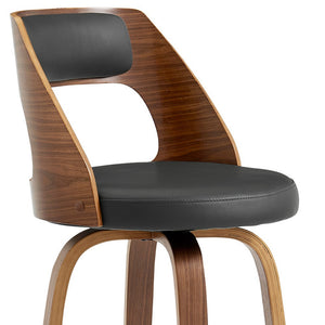 Homeroots 26" Gray And Brown Swivel Counter Height Bar Chair   476889