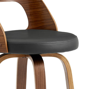 Homeroots 30" Gray And Brown Swivel Bar Height Bar Chair   476890