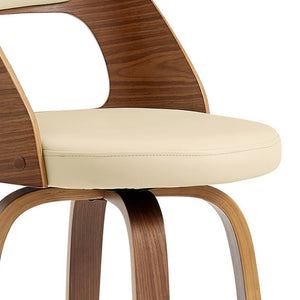 Homeroots 26" Cream And Brown Swivel Counter Height Bar Chair   476891