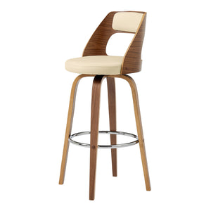 Homeroots 26" Cream And Brown Swivel Counter Height Bar Chair   476891