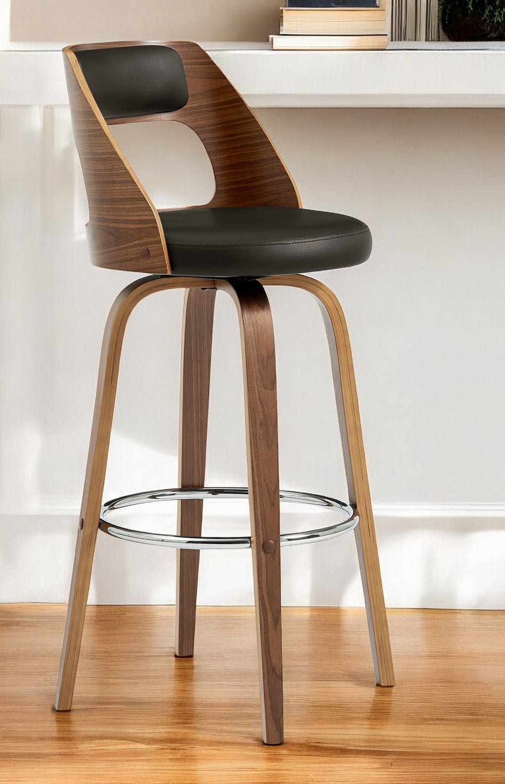 Homeroots 26" Brown Swivel Counter Height Bar Chair   476893