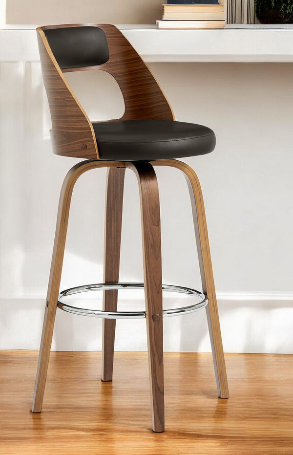 Homeroots 26" Brown Swivel Counter Height Bar Chair   476893