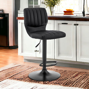 Homeroots 25" Black Iron Swivel Adjustable Height Bar Chair   476895