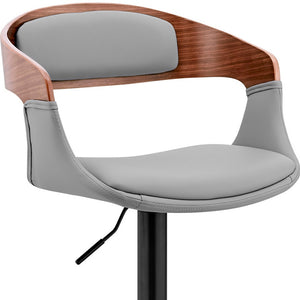 Homeroots 24" Gray And Black Iron Swivel Low Back Adjustable Height Bar Chair   476899