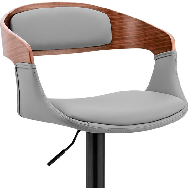 Homeroots 24" Gray And Black Iron Swivel Low Back Adjustable Height Bar Chair   476899