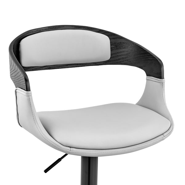 Homeroots Gray And Black Iron Swivel Low Back Adjustable Height Bar Chair   476901