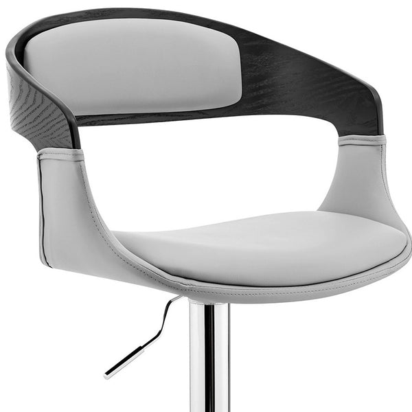 Homeroots 24" Gray And Silver Iron Swivel Low Back Adjustable Height Bar Chair   476902