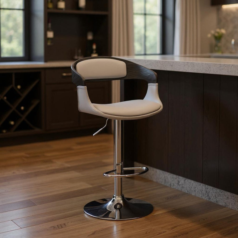 HomeRoots 24" Gray And Silver Iron Swivel Bar Chair - Adjustable Height, Modern Comfort for Kitchen & Home Bars 476902