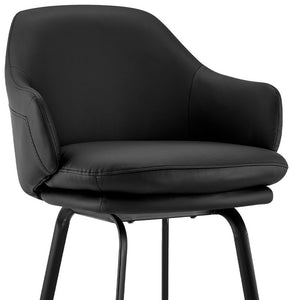 Homeroots 26" Black Iron Swivel Low Back Counter Height Bar Chair   476903