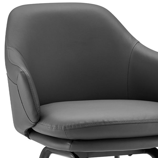 Homeroots 26" Gray And Black Iron Swivel Low Back Counter Height Bar Chair   476905