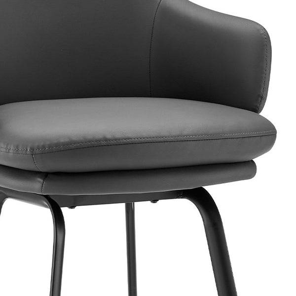 Homeroots 30" Gray And Black Iron Swivel Low Back Bar Height Bar Chair   476906