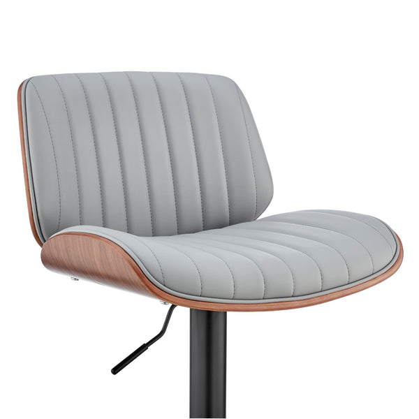 Homeroots 24" Gray And Black Iron Swivel Adjustable Height Bar Chair   476907