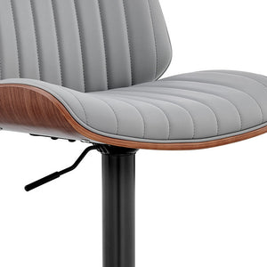 Homeroots 24" Gray And Black Iron Swivel Adjustable Height Bar Chair   476907