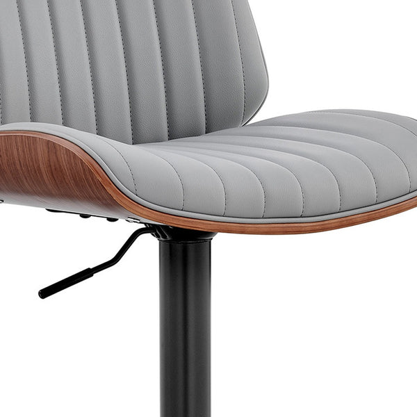 Homeroots 24" Gray And Black Iron Swivel Adjustable Height Bar Chair   476907