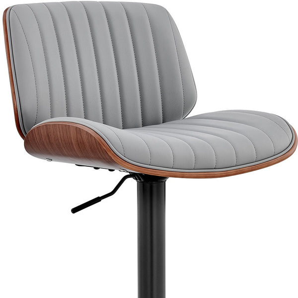 Homeroots 24" Gray And Black Iron Swivel Adjustable Height Bar Chair   476907