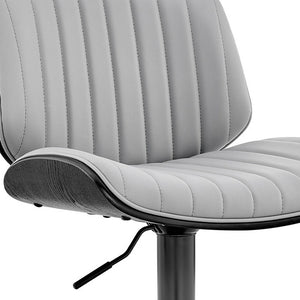 Homeroots 24" Gray And Black Iron Swivel Adjustable Height Bar Chair   476909