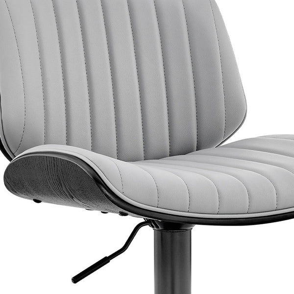 Homeroots 24" Gray And Black Iron Swivel Adjustable Height Bar Chair   476909