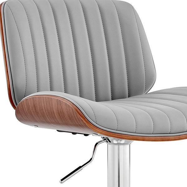 Homeroots 24" Gray And Silver Iron Swivel Adjustable Height Bar Chair   476910