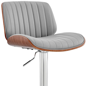 Homeroots 24" Gray And Silver Iron Swivel Adjustable Height Bar Chair   476910