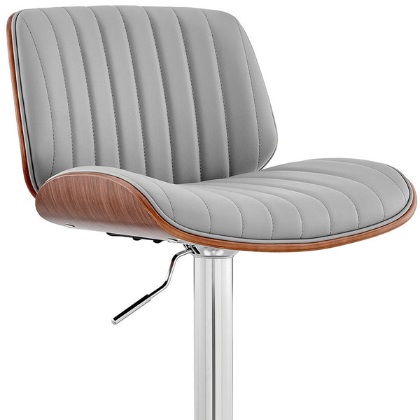 Homeroots 24" Gray And Silver Iron Swivel Adjustable Height Bar Chair   476910