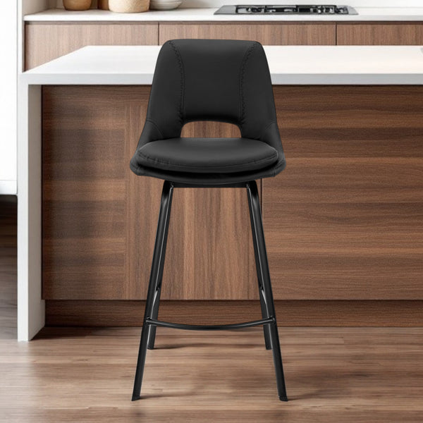 Homeroots 30" Iron Swivel Low Back Bar Height Bar Chair   476916