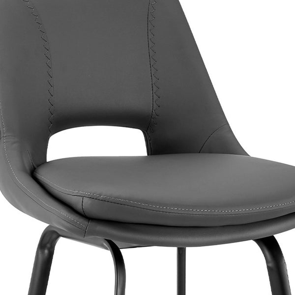 Homeroots 26" Gray And Black Iron Swivel Low Back Counter Height Bar Chair   476919