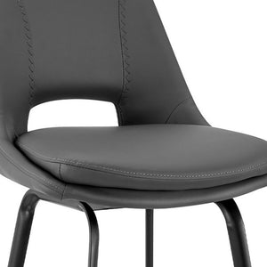 Homeroots 30" Gray And Black Iron Swivel Low Back Bar Height Bar Chair   476920