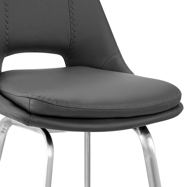 Homeroots 26" Gray And Silver Iron Swivel Low Back Counter Height Bar Chair   476921