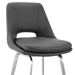 Homeroots 30" Gray And Silver Iron Swivel Low Back Bar Height Bar Chair   476922