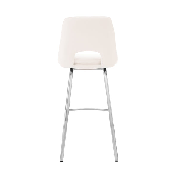 Homeroots 26" White And Silver Iron Swivel Low Back Counter Height Bar Chair   476923