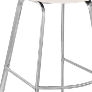 Homeroots 26" White And Silver Iron Swivel Low Back Counter Height Bar Chair   476923