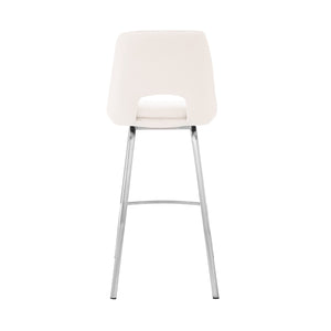 Homeroots 30" White And Silver Iron Swivel Low Back Bar Height Bar Chair   476924