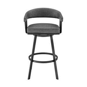 Homeroots 29" Gray And Black Iron Swivel Low Back Bar Height Bar Chair   476930