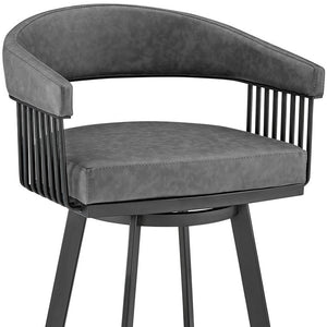 Homeroots 29" Gray And Black Iron Swivel Low Back Bar Height Bar Chair   476930