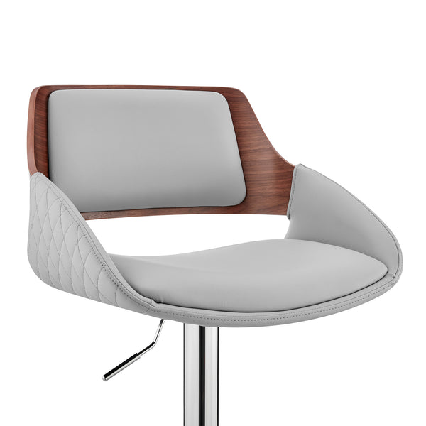 Homeroots 25" Gray And Silver Iron Swivel Low Back Adjustable Height Bar Chair   476933