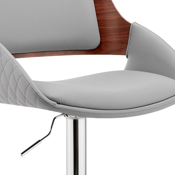 Homeroots 25" Gray And Silver Iron Swivel Low Back Adjustable Height Bar Chair   476933