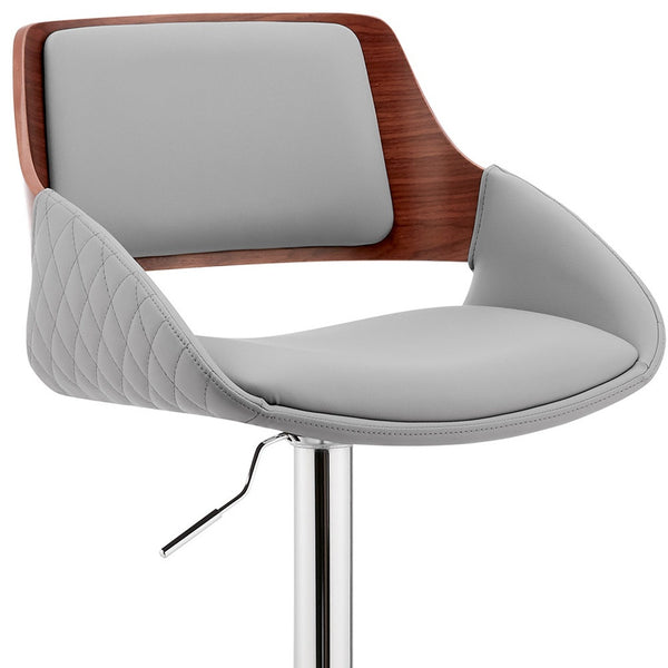 Homeroots 25" Gray And Silver Iron Swivel Low Back Adjustable Height Bar Chair   476933