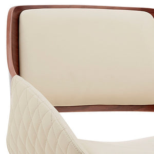 Homeroots 25" Cream And Silver Iron Swivel Low Back Adjustable Height Bar Chair   476934