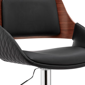 Homeroots 25" Black And Silver Iron Swivel Low Back Adjustable Height Bar Chair   476935