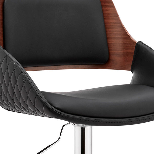 Homeroots 25" Black And Silver Iron Swivel Low Back Adjustable Height Bar Chair   476935