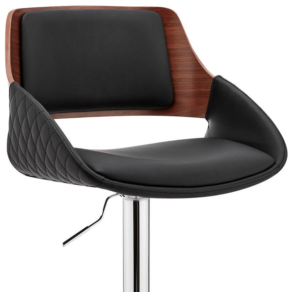 Homeroots 25" Black And Silver Iron Swivel Low Back Adjustable Height Bar Chair   476935