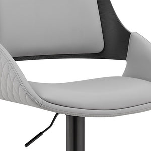 Homeroots 25" Gray And Black Iron Swivel Low Back Adjustable Height Bar Chair   476936