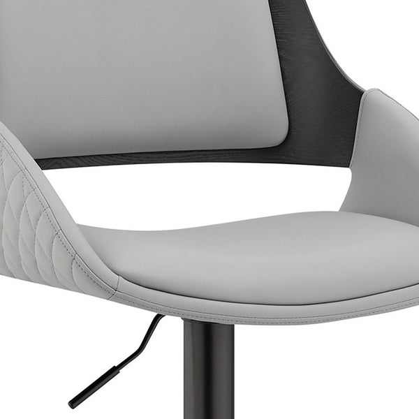 Homeroots 25" Gray And Black Iron Swivel Low Back Adjustable Height Bar Chair   476936