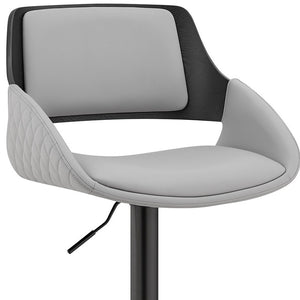 Homeroots 25" Gray And Black Iron Swivel Low Back Adjustable Height Bar Chair   476936