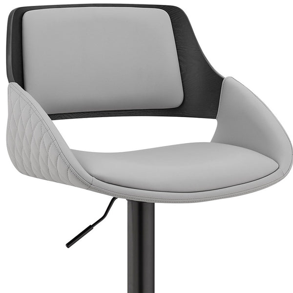 Homeroots 25" Gray And Black Iron Swivel Low Back Adjustable Height Bar Chair   476936