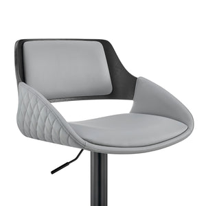 Homeroots 25" Gray And Black Iron Swivel Low Back Adjustable Height Bar Chair   476936