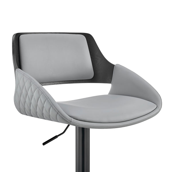 Homeroots 25" Gray And Black Iron Swivel Low Back Adjustable Height Bar Chair   476936