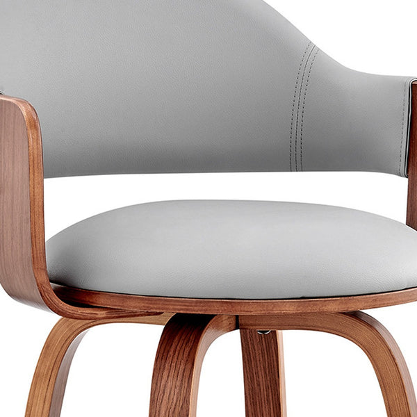 Homeroots 26" Gray And Brown Swivel Low Back Counter Height Bar Chair   476938