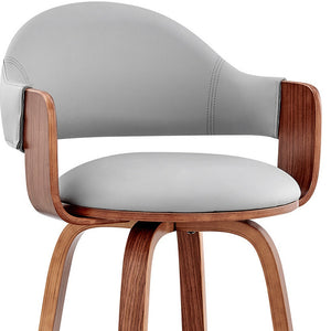 Homeroots 26" Gray And Brown Swivel Low Back Counter Height Bar Chair   476938