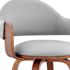 Homeroots 30" Gray And Brown Swivel Low Back Bar Height Bar Chair   476939